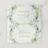 Groen en gouden plaatskaart, boho bruiloft plaatskaartje (Buitenkant ongevouwen)