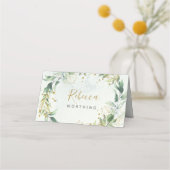 Groen en gouden plaatskaart, boho bruiloft plaatskaartje (Voorkant)
