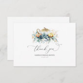 Groen en gouden pompoenen bruidsdouche bedankje bedankkaart (Voorkant / Achterkant)