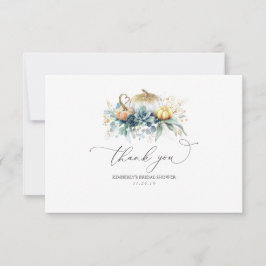 Groen en gouden pompoenen bruidsdouche bedankt