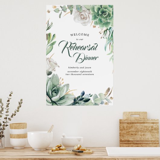 Groen en gouden proefdiner welkom bord poster (Keuken)