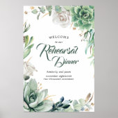 Groen en gouden proefdiner welkom bord poster (Voorkant)