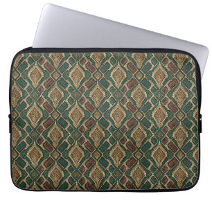 Groen en gouden slangenhuidpatroon - Dierenprint Laptop Sleeve