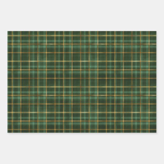 Groen en gouden speldenpapier inpakpapier vel (Voorkant 2)