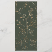 Groen en Gouden Trouwmenu Menu (Achterkant)