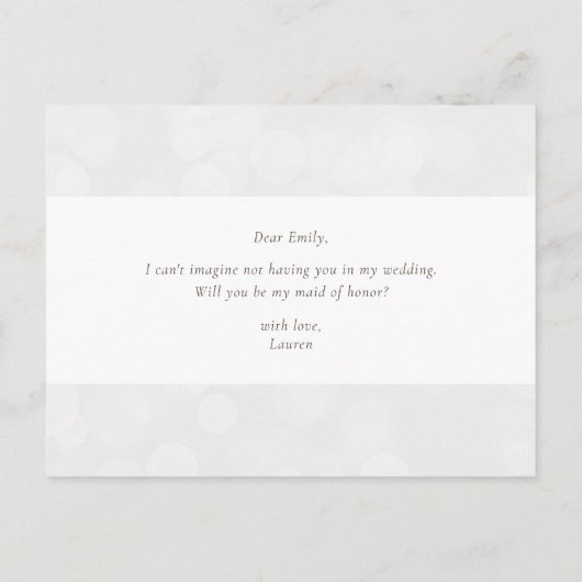 Groen en goudfolie zijn mijn Maid of Honor Uitnodiging Briefkaart (Achterkant)