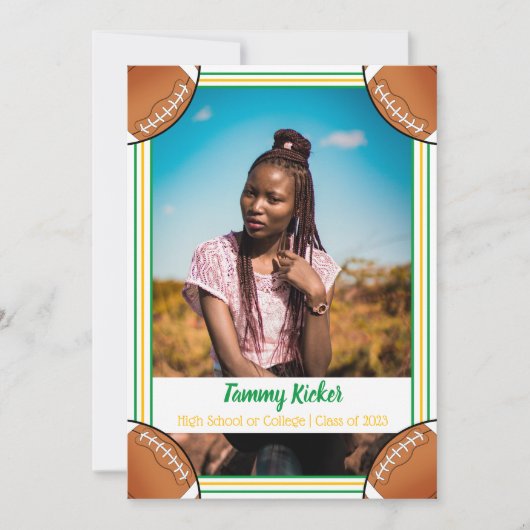 Groen en goudFootball Afstuderen Aankondiging (Voorkant)