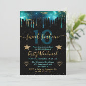 Groen en goudgalaxy Marble Sweet Sixteen Kaart (Staand voorkant)