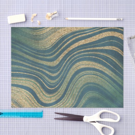 Groen en goudgaren/marmer tissuepapier (Craft)
