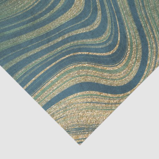 Groen en goudgaren/marmer tissuepapier (Detail)