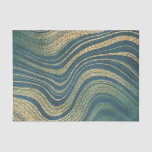 Groen en goudgaren/marmer tissuepapier (Voorkant)