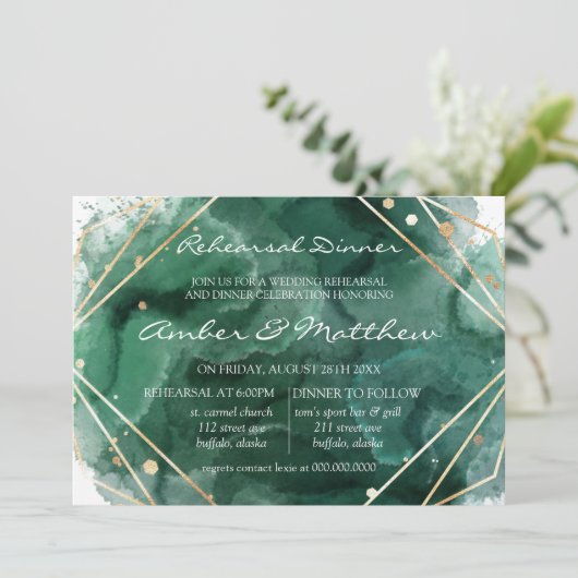 Groen en goudglitter Waterverf repetitie Kaart (Staand voorkant)