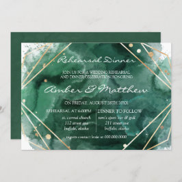 Groen en goudglitter Waterverf repetitie Kaart