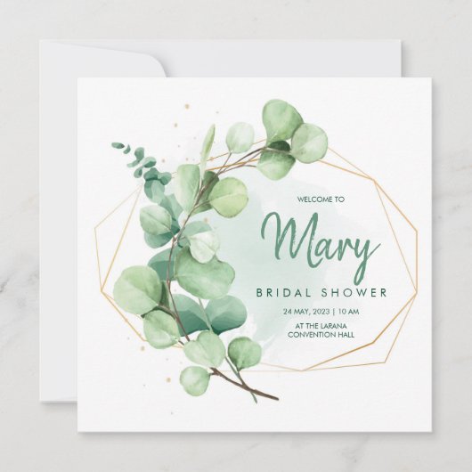 Groen en goudgroen vrijgezellenfeest met eucalyptu kaart (Voorkant)