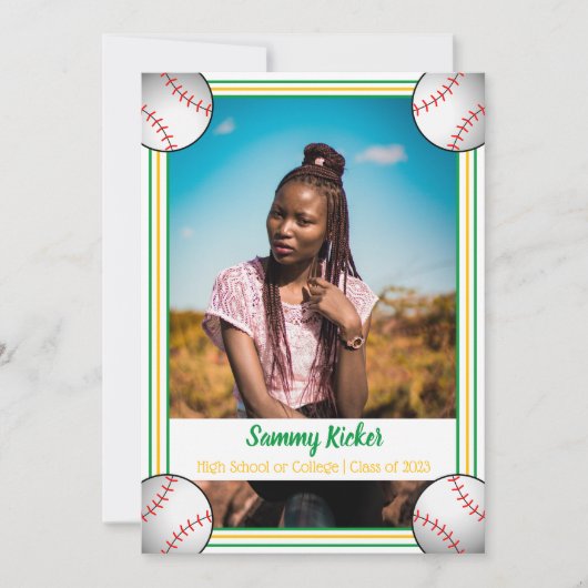 Groen en goudhonkbal Afstuderen Aankondiging (Voorkant)