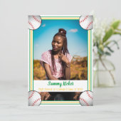 Groen en goudhonkbal Afstuderen Aankondiging (Staand voorkant)