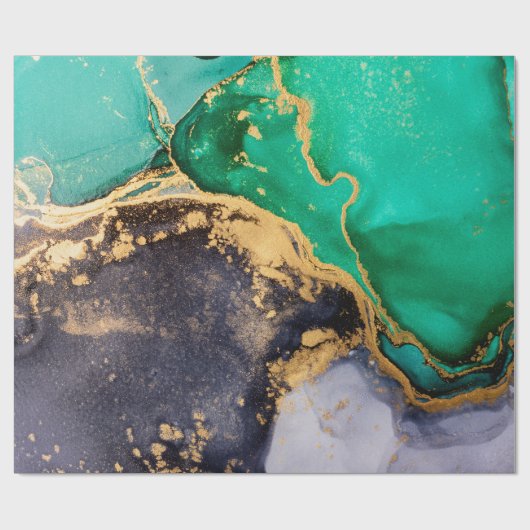 Groen en goudhoudend marmer-verpakkingspapier cadeaupapier (Vlak)