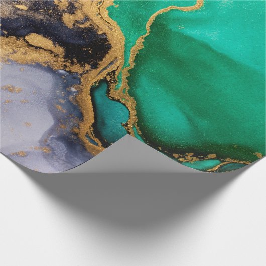 Groen en goudhoudend marmer-verpakkingspapier cadeaupapier (Hoek)