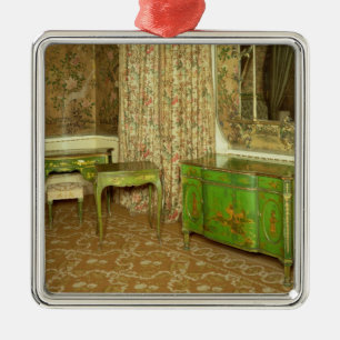 Groen en goudlakmeubelen in de staat metalen ornament