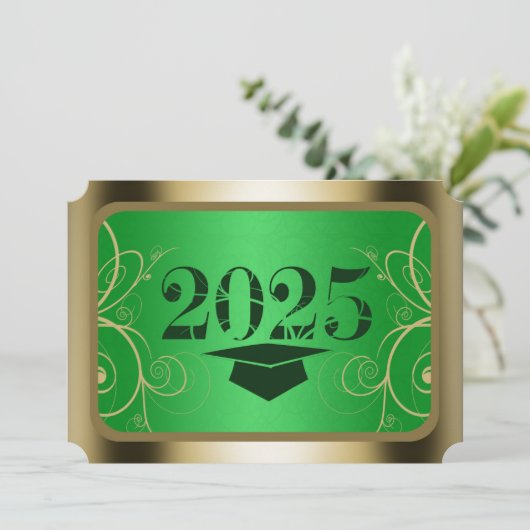 Groen en goudLijst Afstuderen Kaart (Staand voorkant)
