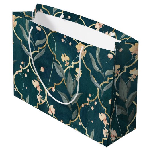 Groen en goudmeel groot cadeauzakje (Achterkant Gekanteld)
