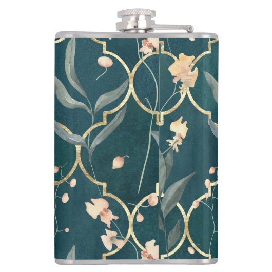 Groen en goudmeel heupfles (Achterkant)