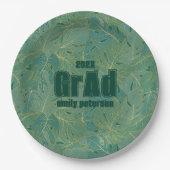 Groen en goudpalmblad afstudeerder papieren bordje (Voorkant)