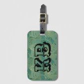 Groen en goudpalmblad bagagelabel (Voorkant (verticaal))