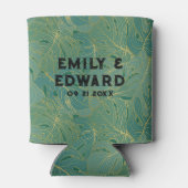 Groen en goudpalmblad blikjeskoeler (Achterkant)