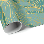 Groen en goudpalmblad cadeaupapier (Rol Hoek)