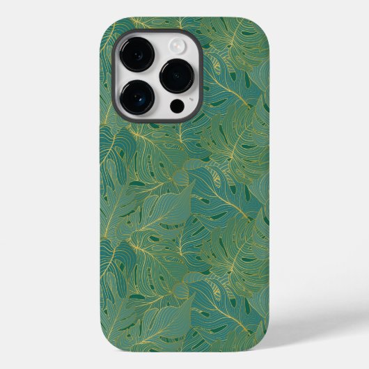 Groen en goudpalmblad Case-Mate iPhone case (Achterkant)