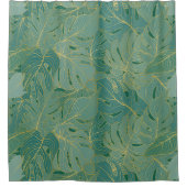 Groen en goudpalmblad douchegordijn (Voorkant)