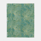 Groen en goudpalmblad fleece deken (Voorkant)