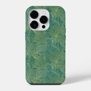 Groen en goudpalmblad iPhone 14 plus hoesje
