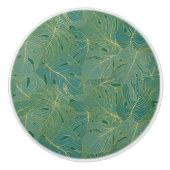 Groen en goudpalmblad keramische knop (Voorkant)