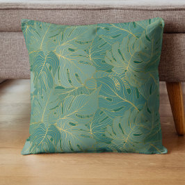 Groen en goudpalmblad kussen