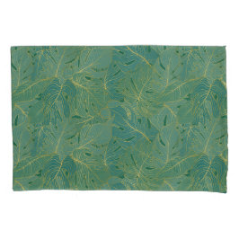 Groen en goudpalmblad kussensloop