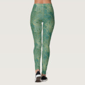 Groen en goudpalmblad leggings (Achterkant)