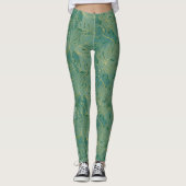 Groen en goudpalmblad leggings (Voorkant)