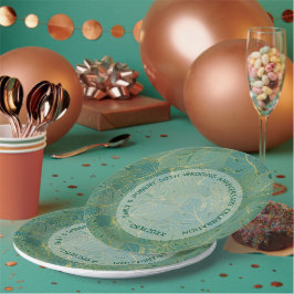 Groen en goudpalmblad papieren bordje