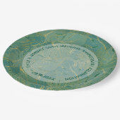 Groen en goudpalmblad papieren bordje (Gekanteld)