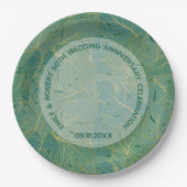 Groen en goudpalmblad papieren bordje (Voorkant)