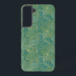 Groen en goudpalmblad samsung galaxy hoesje<br><div class="desc">Dit gedempte groene en goudpalmblad,  een naadloos patroon,  is een elegante en stijlvolle manier om je cadeaus voor elke keer in te pakken.</div>