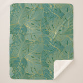 Groen en goudpalmblad sherpa deken (Voorkant)