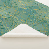 Groen en goudpalmblad sherpa deken (3/4)