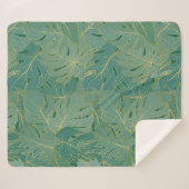 Groen en goudpalmblad sherpa deken (Voorkant (horizontaal))