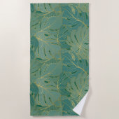 Groen en goudpalmblad strandlaken (Voorkant)