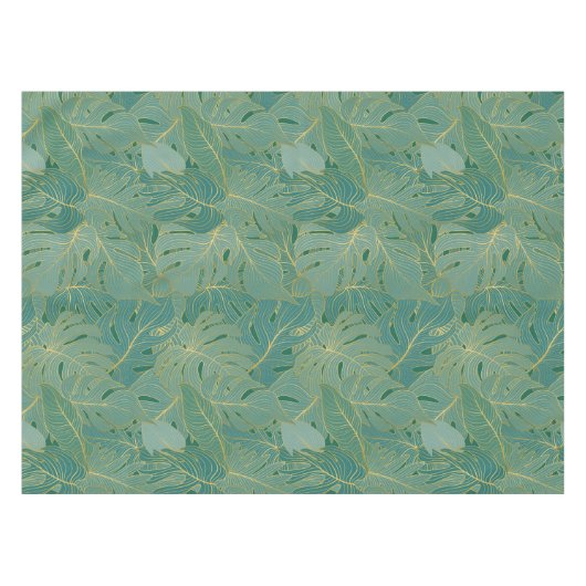 Groen en goudpalmblad tafelkleed (Voorkant (Horizontaal))