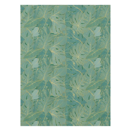 Groen en goudpalmblad tafelkleed (Voorkant)