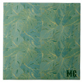 Groen en goudpalmblad tegeltje (Voorkant)